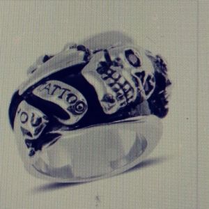 SKULL AND DAGGER, STAINLESS STEEL RING SIZE 9